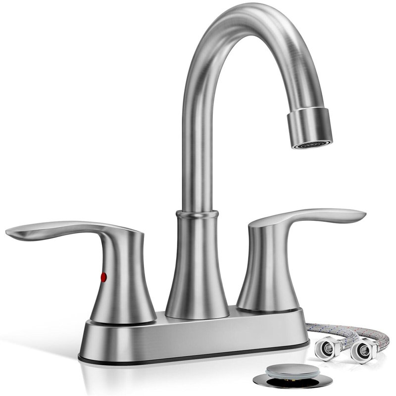 2-handle Bathroom Faucet with Drain Assembly