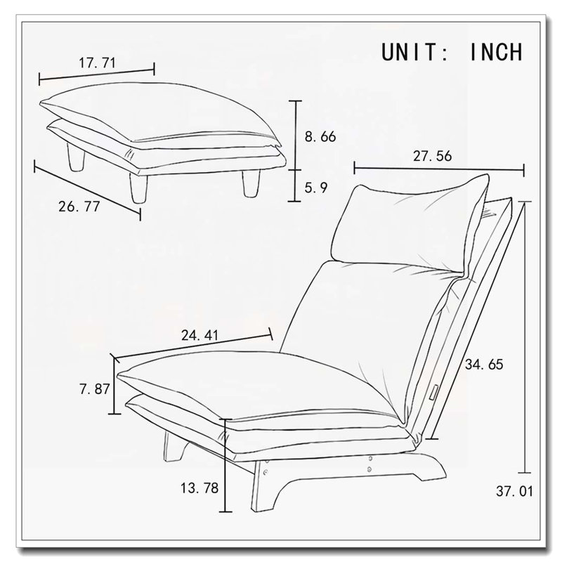 Chaise rembourrée avec repose-pieds, Beige