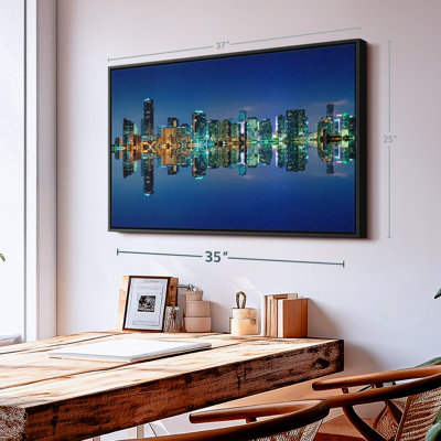 «Miami Night Skyline Wall Art»