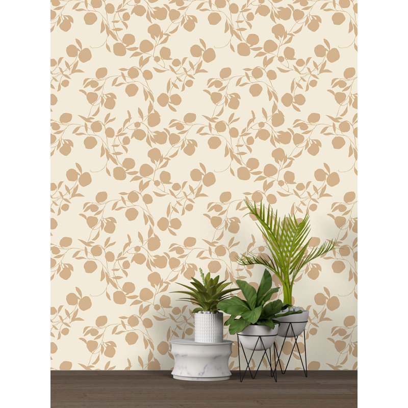 Susan Hable Floral Wallpaper Roll, Orange/Cream