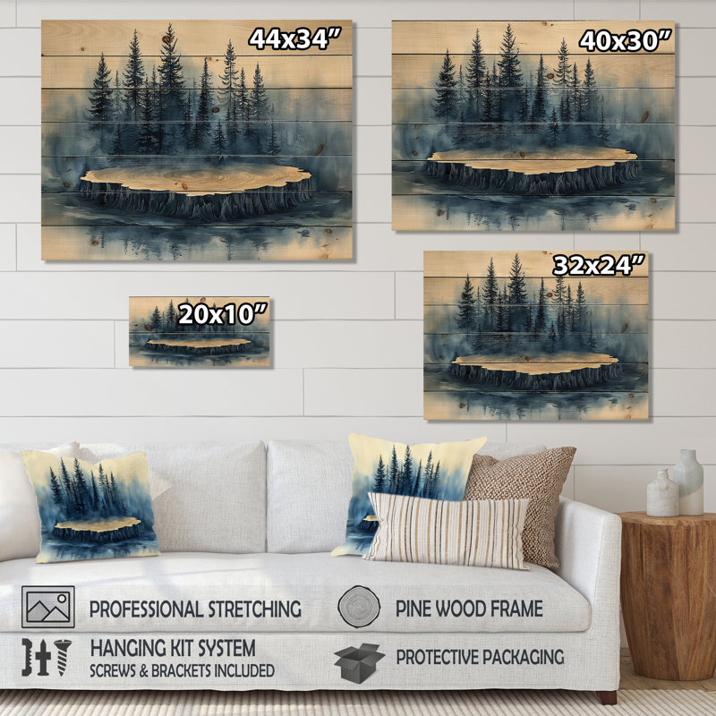 Hiver, forêt, sur bois, diapositive Harmony II - impression sur bois de forêt - sur bois de pin naturel, H 10 po x l 20 po