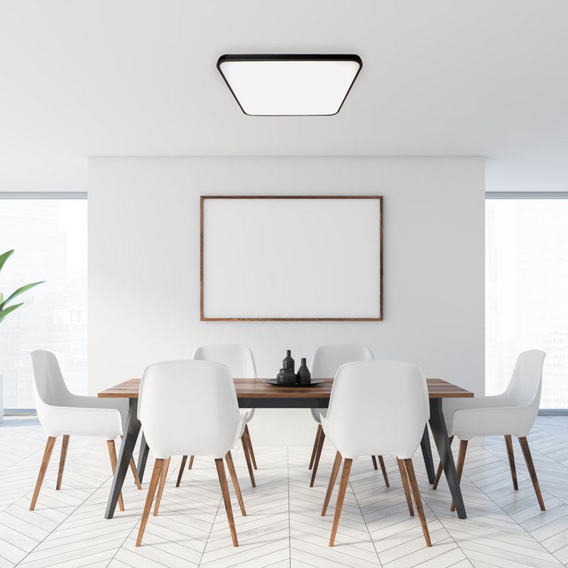 Fabio Plastic LED Flush Mount, Black, 6cm H x 47cm W x 47cm D