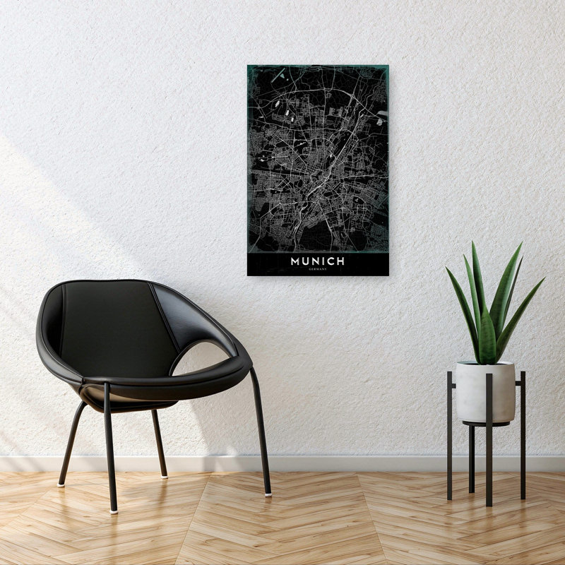 " Munich Dark City Map Retro Vintage City Architecture Wall Art Print " by StudioSix, 36" H x 24" W