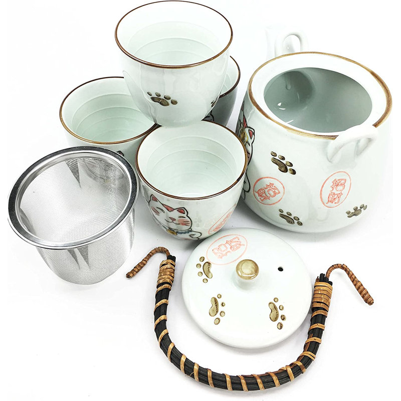 Coffret cadeau Excellent service à thé asiatique pour 4 personnes, Blanc