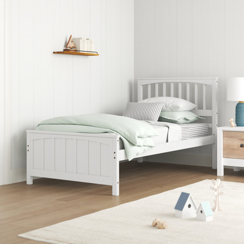 Perry Solid Wood Twin Size Standard Bed, Twin, White