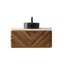Meuble-lavabo de salle de bain 36 po DIPA, meuble de rangement flottant en contreplaqué avec capteur de lumière, tiroir, vasque ronde en céramique noire à motif de pierre et plateau en pierre frittée, pré-assemblé, couleur grain de bois noyer foncé-1215209371