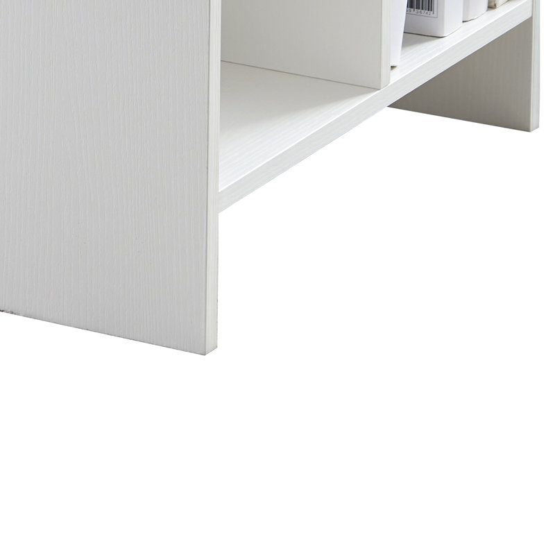 Table d'appoint étroite avec 2 porte-gobelets et 3 tablettes, table de bout mince pour petits espaces - blanc, Blanc
