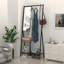 Portemanteau avec miroir, portemanteau multifonctionnel avec rangement pour chaussures, structure en métal, pour salon chambre à coucher 73 x 32 x 15 pouces, style industriel, brun rustique et noir