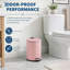 Poubelle de salle de bain ronde avec couvercle à fermeture en douceur 5 L / 1,3 gal | Pédale de marche, seau intérieur amovible, acier inoxydable brossé, pour bureau, chambre à coucher, toilette, salle de séjour, rose