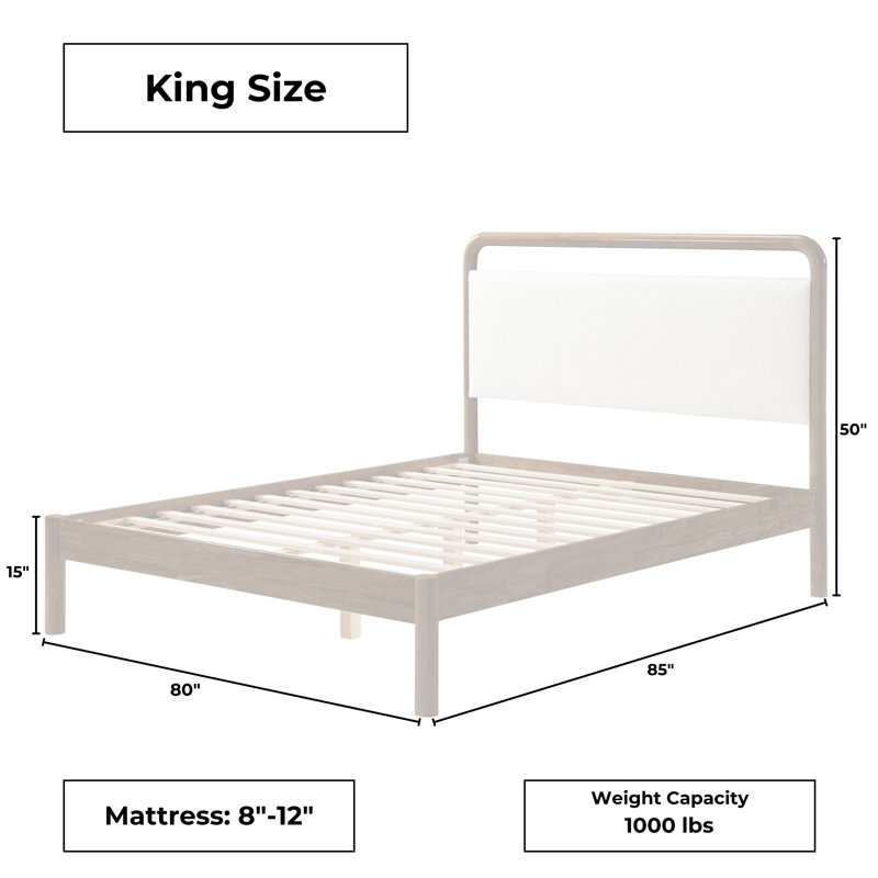 Ardin King Walnut Solid Wood Bed, Walnut, King