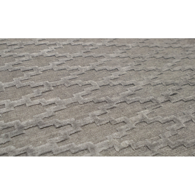 Wool Geometric Area Rug in Gray, Rectangle 8'10" x 12'
