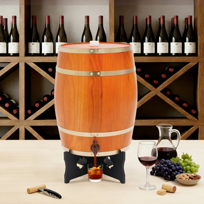 Tonneau à vin en bois de pin 30L / 7,93 gallons avec base et robinet, tonneau à vin de table rétro