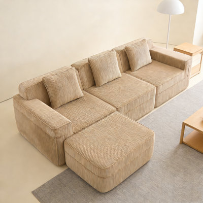 Upholstery Modular 4-Seat L-Shape Sofa