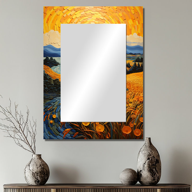 Kreutzer Vangogh Harvest Time In The Wheat Fields II - Vangogh, miroir mural unique, art traditionnel, impression sur métal