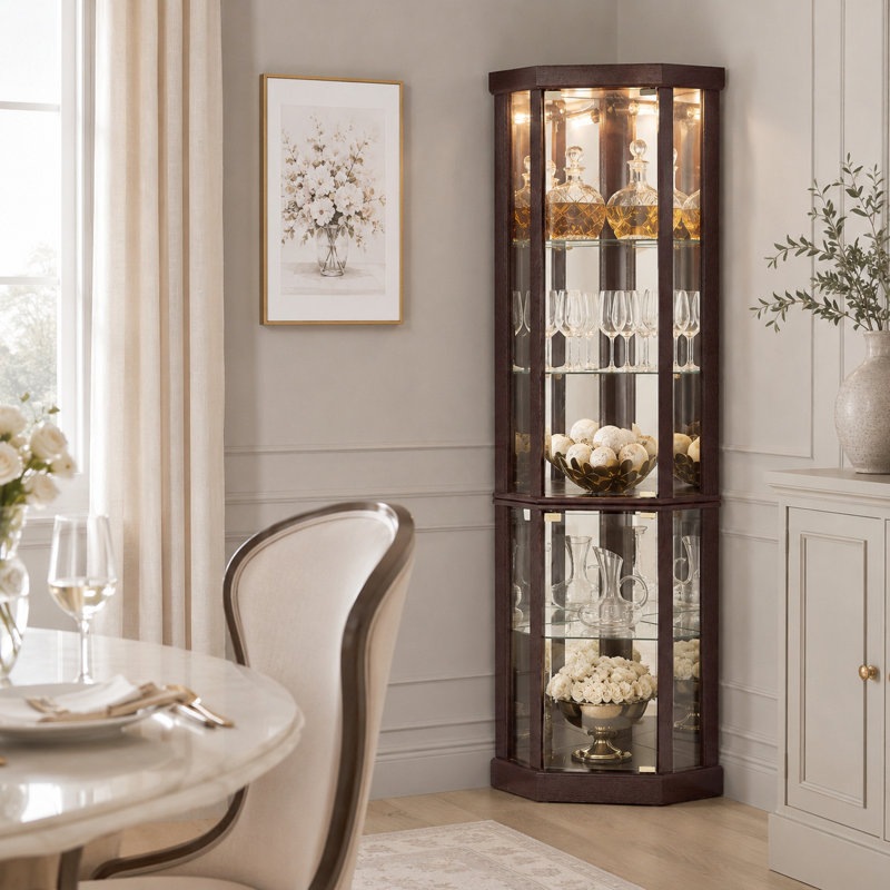 Vitrine en verre avec tablettes réglables Timeless, Cerisier