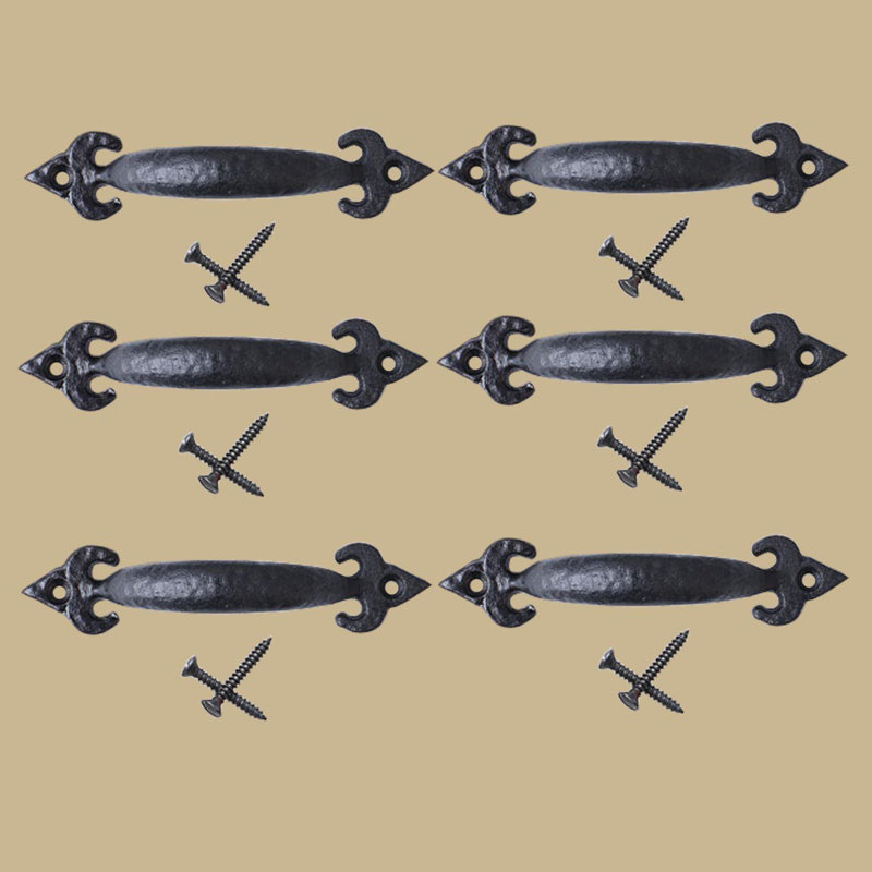 Black Wrought Iron Traditional Cabinet Pull Handles Set