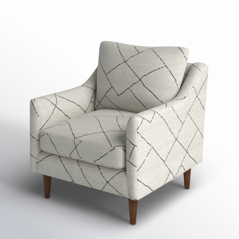 Upholstered Wingback Chair, Dark Walnut, Pearl