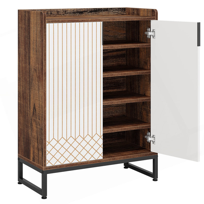 Armoire à chaussures 29,52 po avec portes, Brun / Noir