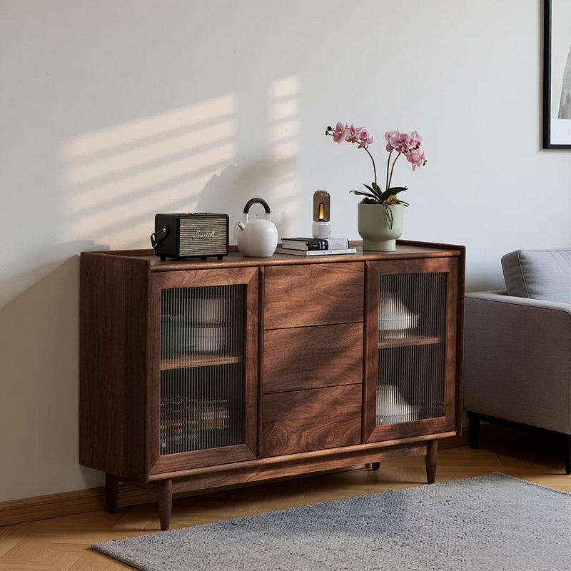 Buffet de rangement moderne en bois massif minimaliste, H 35,43 po x l 47,24 po x P 15,74 po
