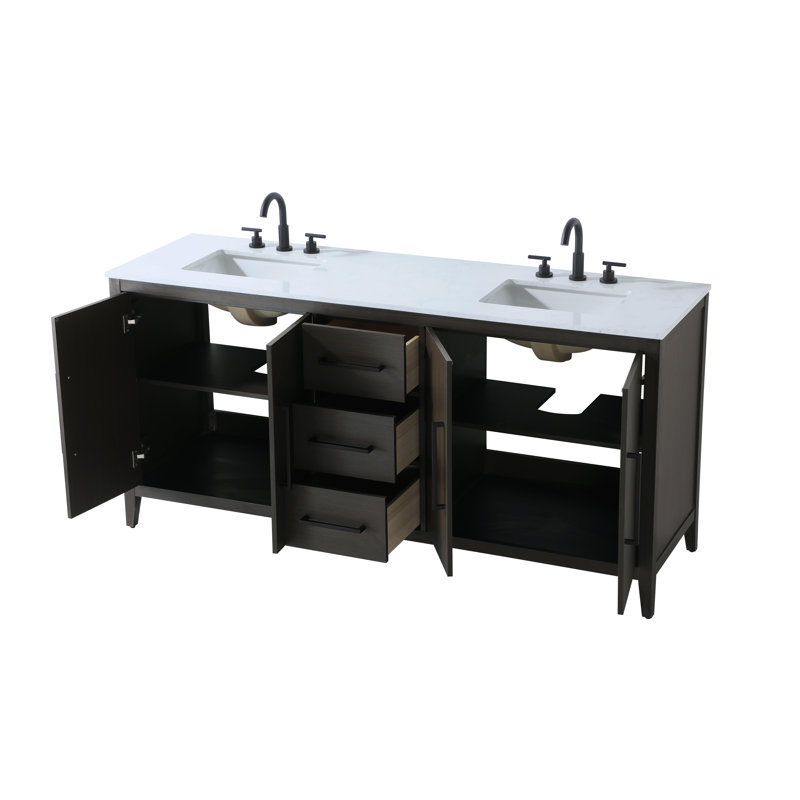 Meuble-lavabo double 72 po, Brun moka