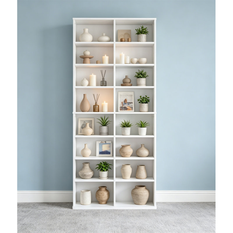 DVD Tower Storage Rack, 16-Shelf Media Shelves with Adjustable Shelves 8-Tier Stand for Living Room Home Office