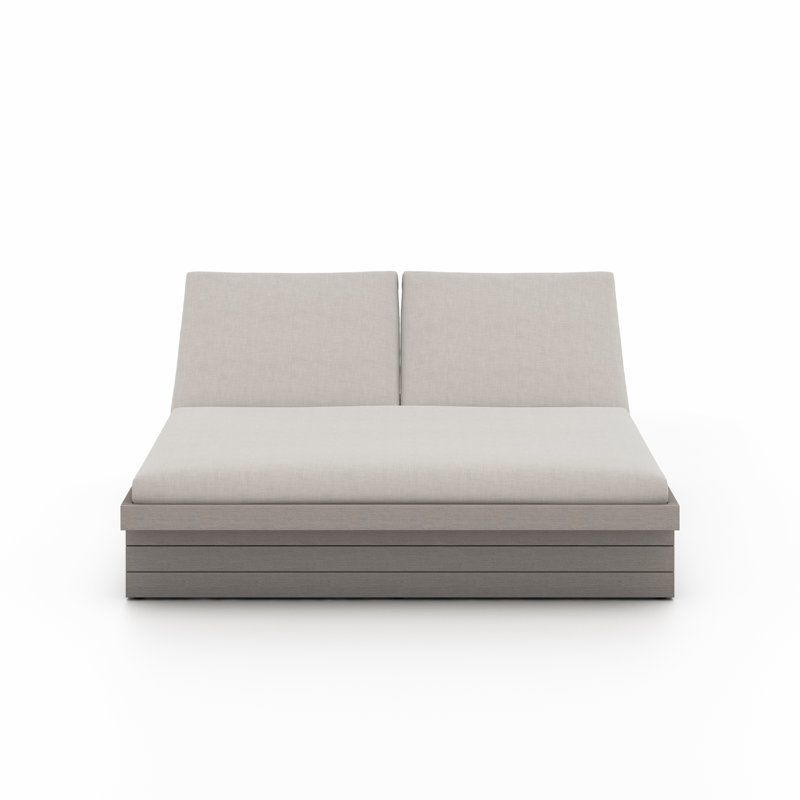 Leroy Outdoor Teak Chaise Lounge, Weathered Gray, Stone Gray