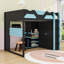 Lit mezzanine avec lumières DEL RVB, station de charge USB, bureau réglable, garde-robe et rangement à tablettes multiples-734939135