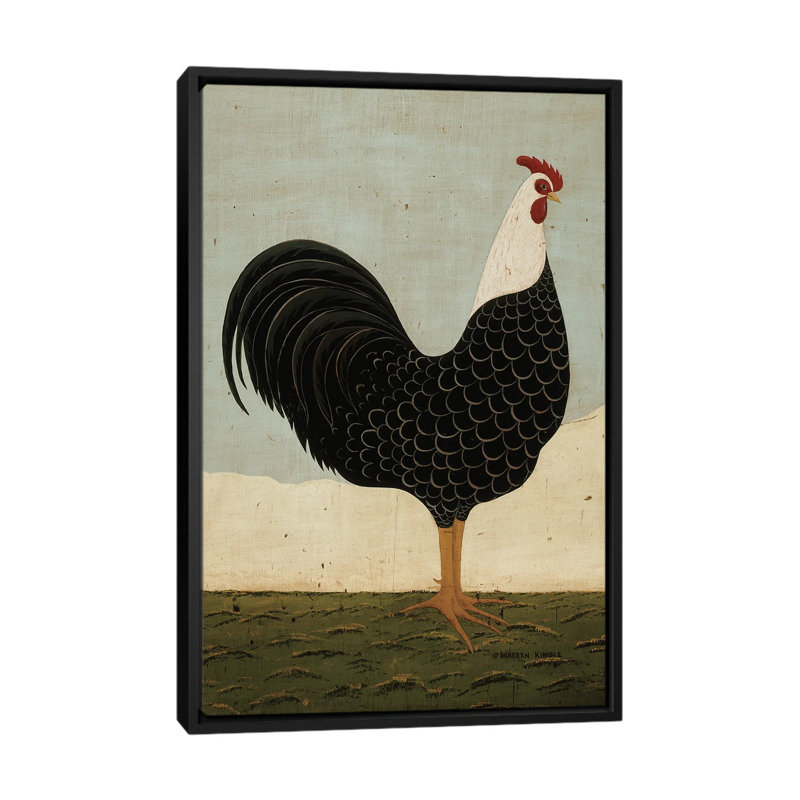 Coq faisant face à l'est - impression d'art mural, Noir, Reproduction encadrée sans passe-partout, H 26 po x l 18 po