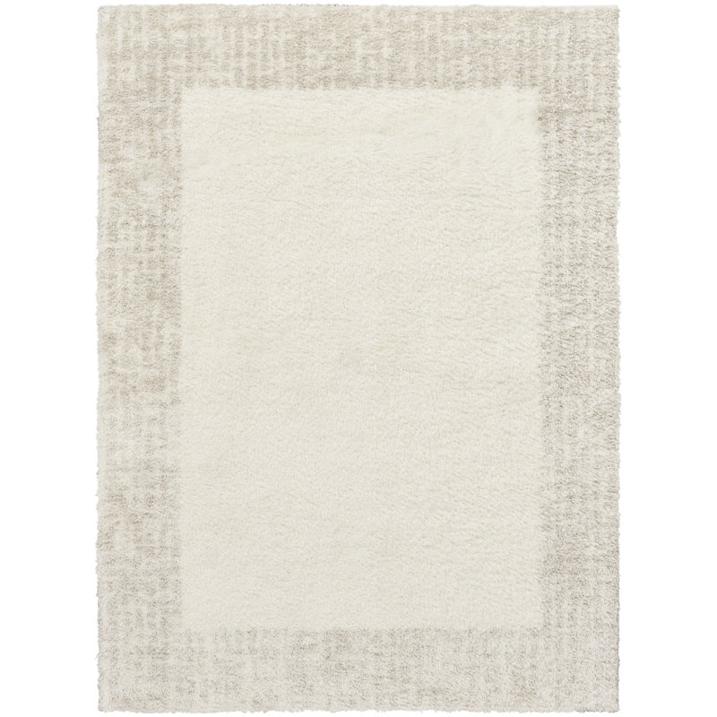 Pernell Ivory Beige Shag Indoor Rug, Rectangle  7'10" x 9'10"
