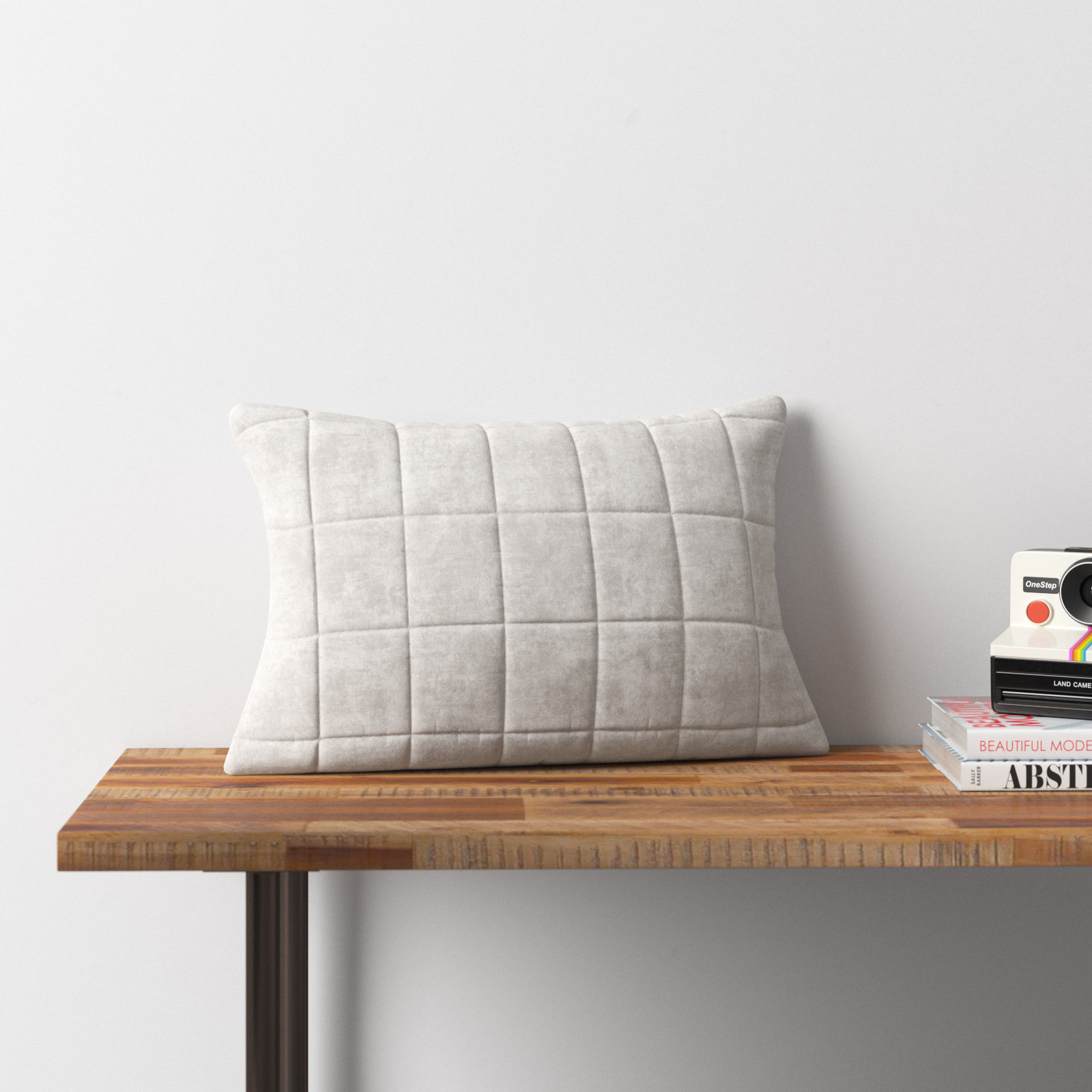 Dakotai Geometric Cotton Lumbar Pillow Cover, White