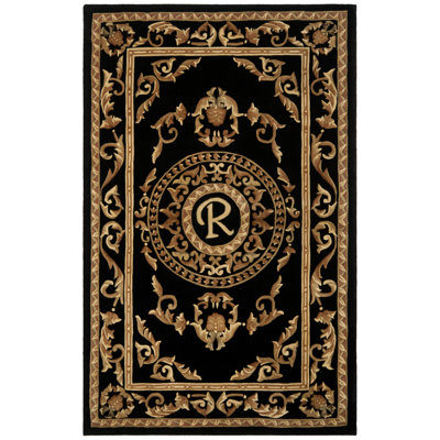 Lenora Hand-Tufted Wool Black Area Rug