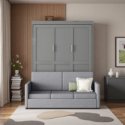 Grand lit escamotable mural avec coussin