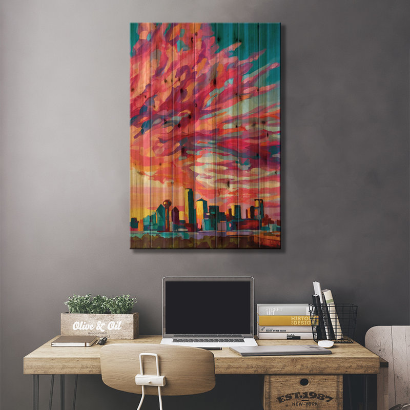 «Evannah Dallas Sunset» par Maria Morris - impression sur bois sans cadre, H 26 po x l 18 po x P 1,5 po