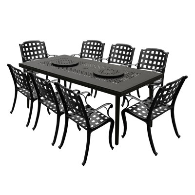 Ensemble de salle à manger rectangulaire en aluminium pour 8 personnes 84 po Darlenatta