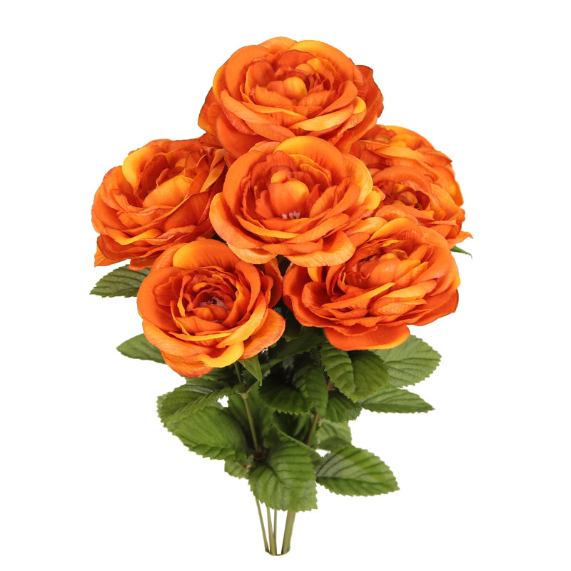 Ensemble de 8 renoncule à fleurs artificielles, Citrouille