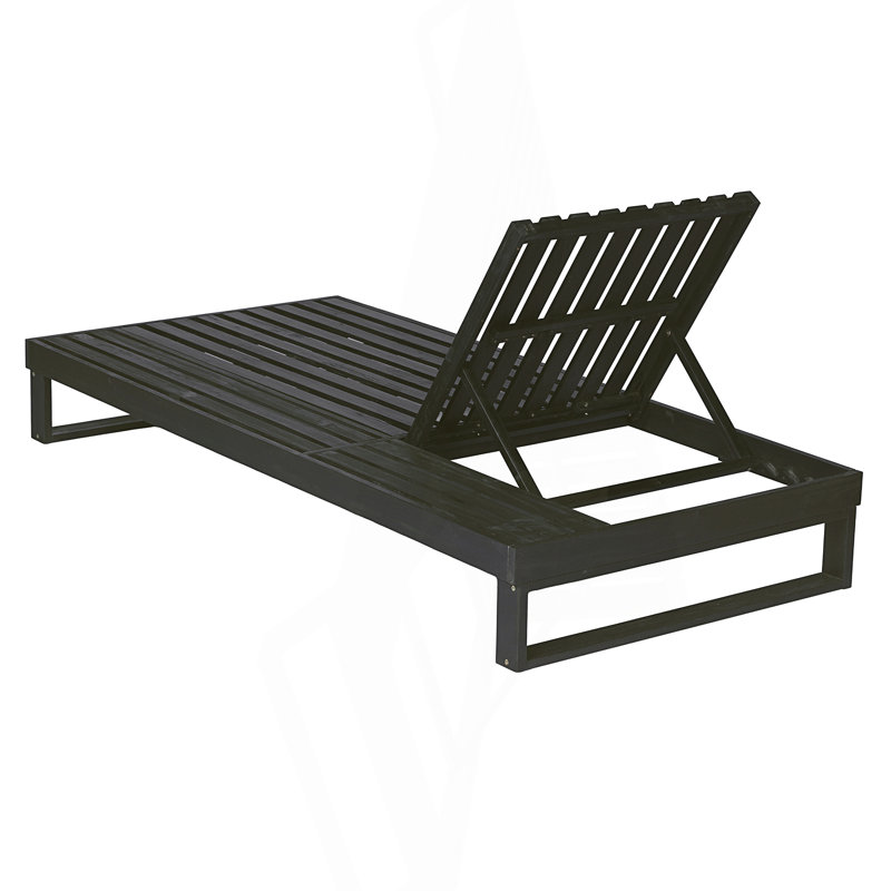 Chaise longue avec coussin à 4 plis, chaise longue d'extérieur réglable avec surface latérale plate