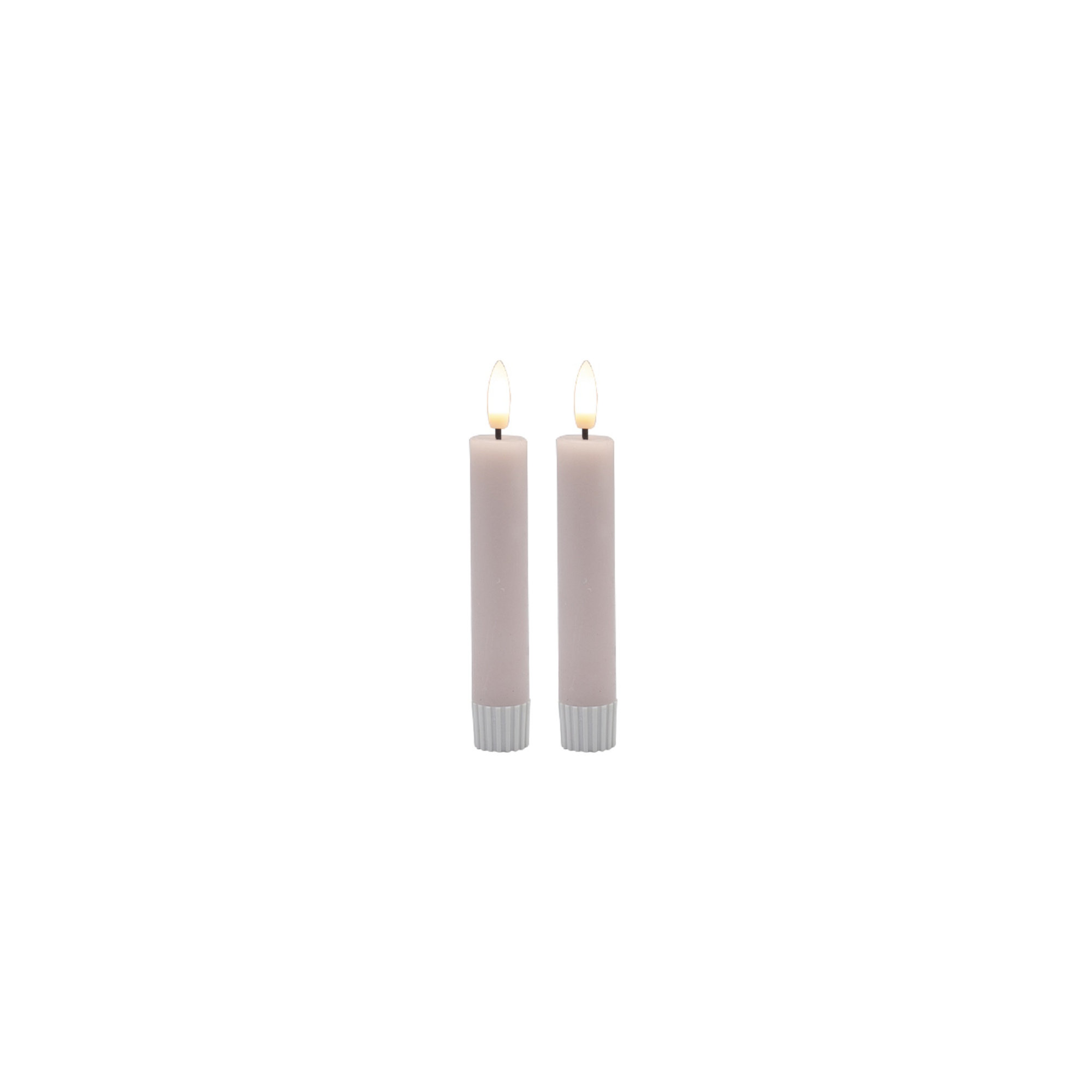 2 Pc  Sm Champagne Taper Flameless Candle, Pink