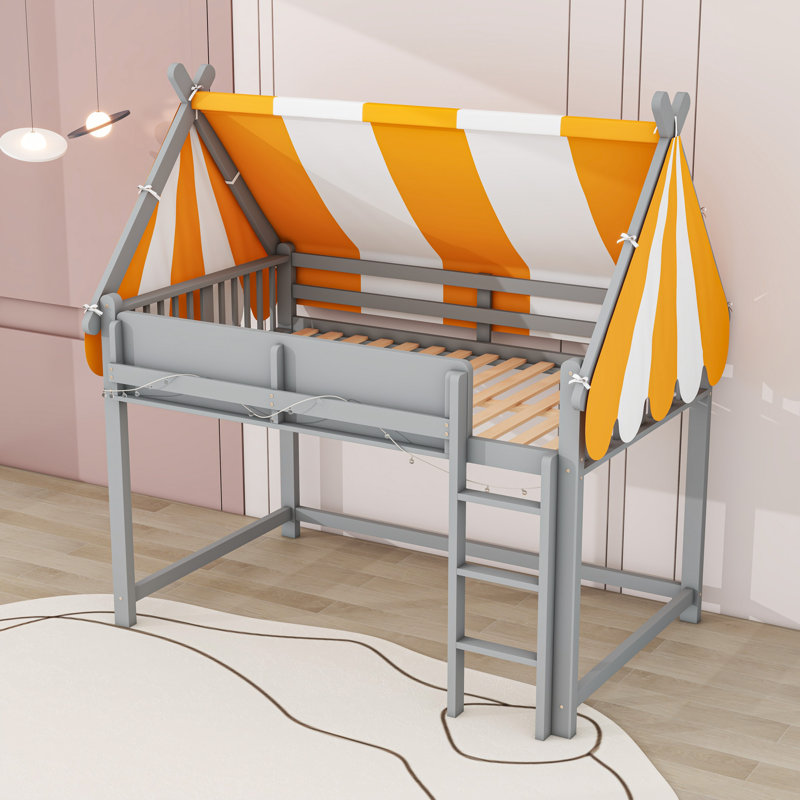 Lit mezzanine double, Lit double, Gris