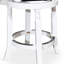 Tabouret 30 ", finition blanche, siège en cuir noir