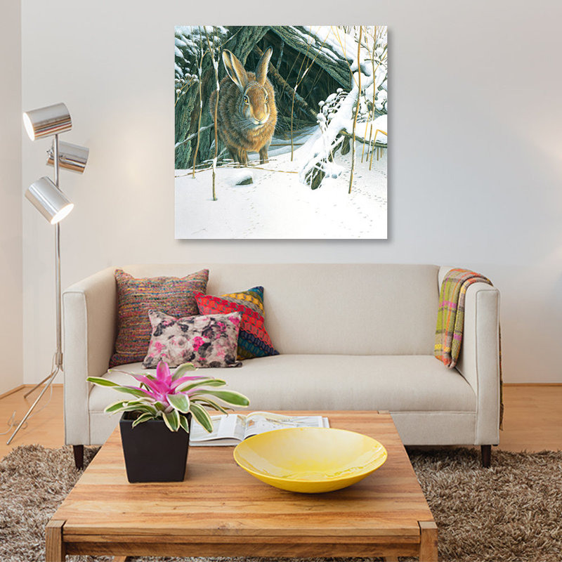 «Rabbit», reproduction d'impression sur toile, H 18 po x l 18 po x P 1,5 po, Pas de tapis, Toile tendue