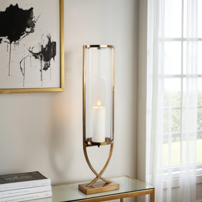 Modern Cylindrical Pillar Candle Holder for Tabletop Decoration - Decorative Metal Candlestick Holder for Living Room Accent