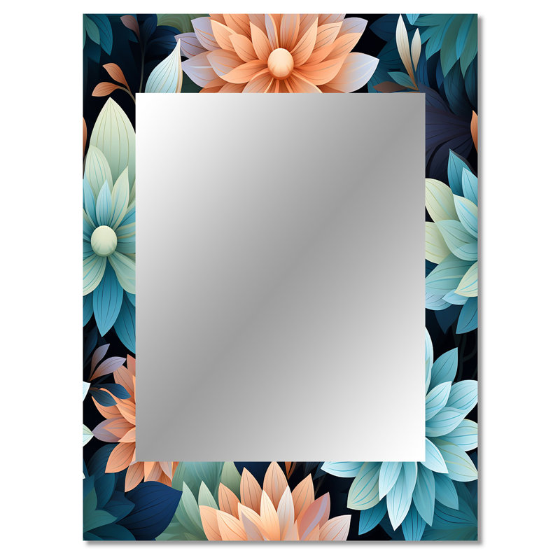 Chengyu Mindful Aw Awed Mediation - Miroir floral unique, 40 po x 30 po