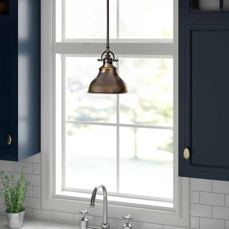 Luminaire suspendu simple en dôme Rosalyn, Bronze palladien, H 11,5 po x l 13,5 po x P 13,5 po