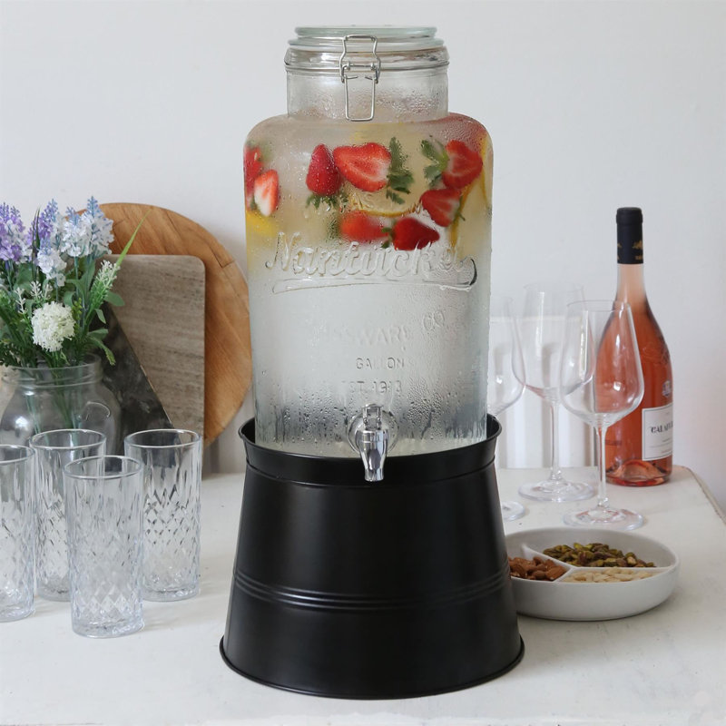 Rink Drink Glass Drinks Dispenser with Tap & Bucket Stand, 6.5L, Black