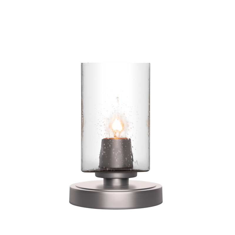Whitmire Accent Lamp Shown With 4" Square Glass, Clear Seedy, Graphite