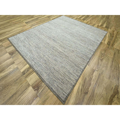 Tapis oriental beige en laine naturelle nouée à la main 8 pi 3 po x 10 pi 1 po avec motif brun, oxydé et patiné
