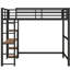 Lit mezzanine double noir avec bureau et rangement - Structure en métal robuste pour un rangement sécuritaire pour dormir