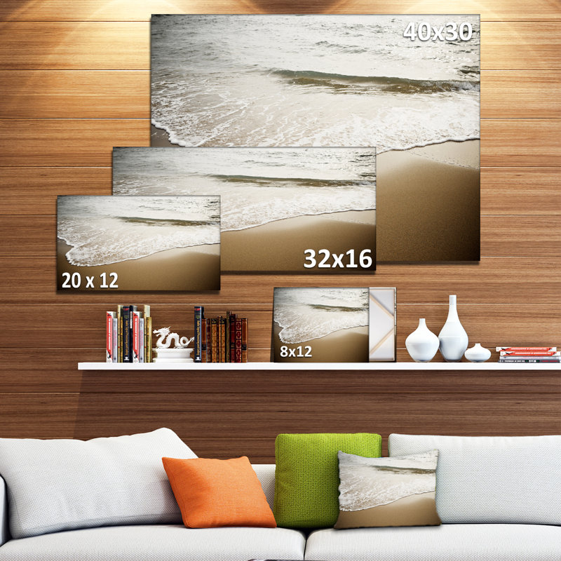 White Waves Mediterranean Sea Landscape Canvas Print, 32" x 16"
