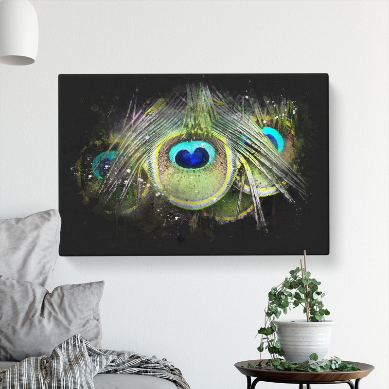 Peacock Feathers - Wrapped Canvas, 40cm H x 60cm W x 3cm D