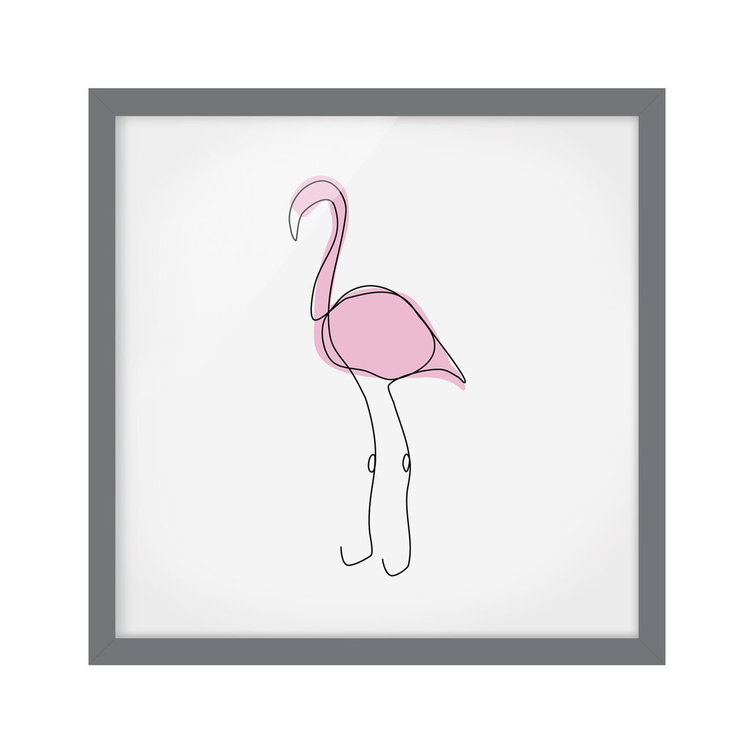 Gerahmtes Poster Flamingo Line Art